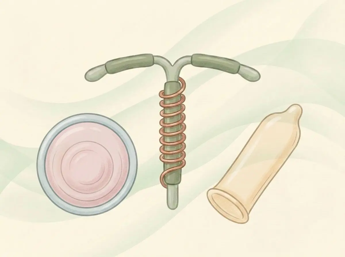 Botanical eucalyptus branch and clean glass dish representing non-hormonal birth control