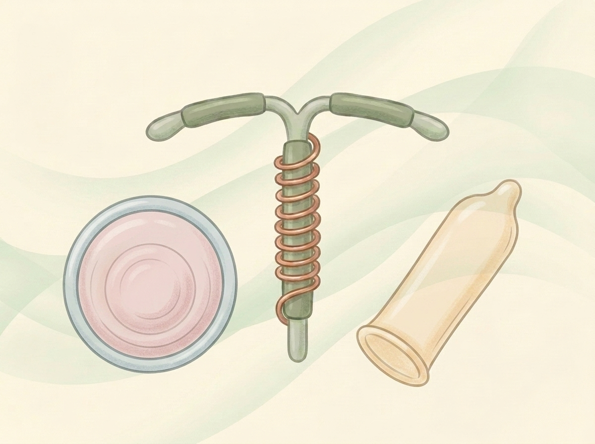 Botanical eucalyptus branch and clean glass dish representing non-hormonal birth control